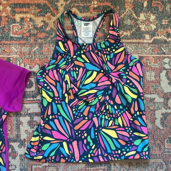 Land’s End 3-Piece Swimsuit Set - tankini top, bikini bottom, rashguard - EUC - Picture 2 of 10